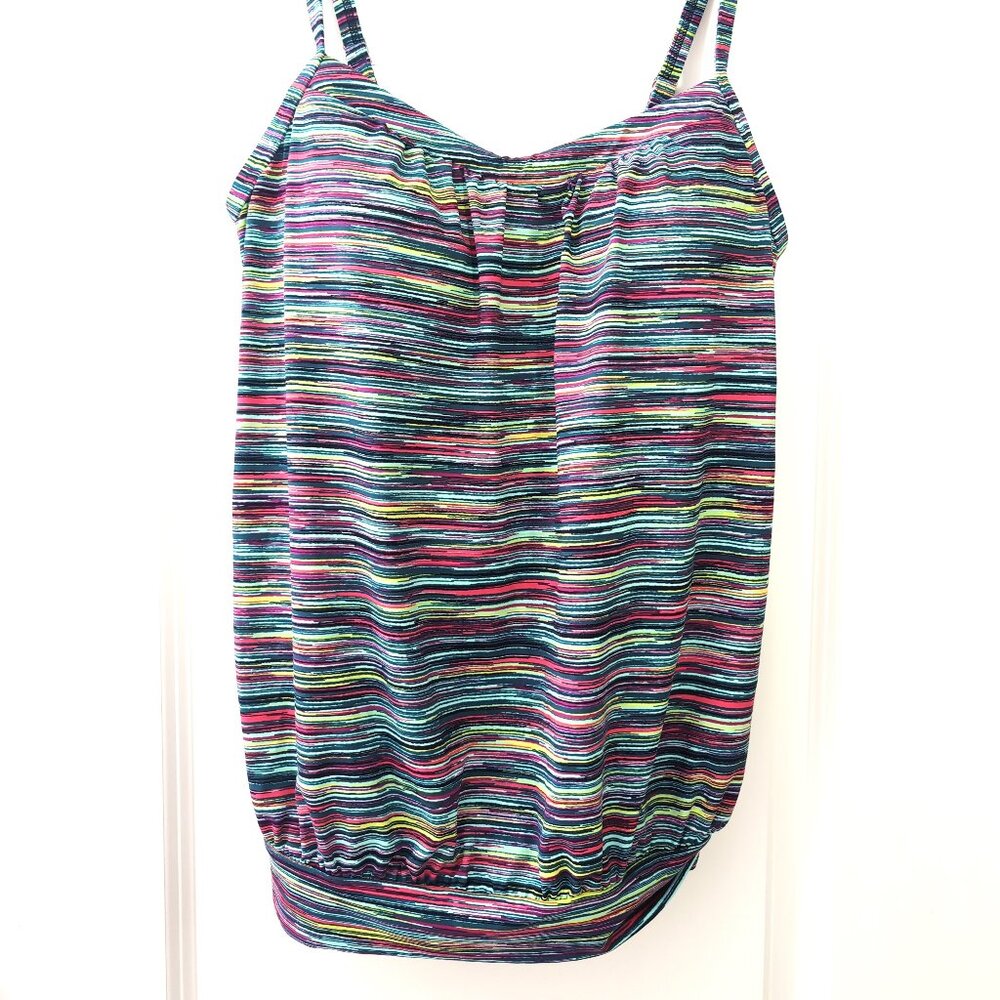 NWT Lands' End Women's 8L Blouson Tummy Hiding Adjustable Tankini Top Tall